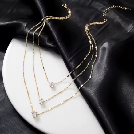 Ftcy conjunto de colar de coração de amor de cristal