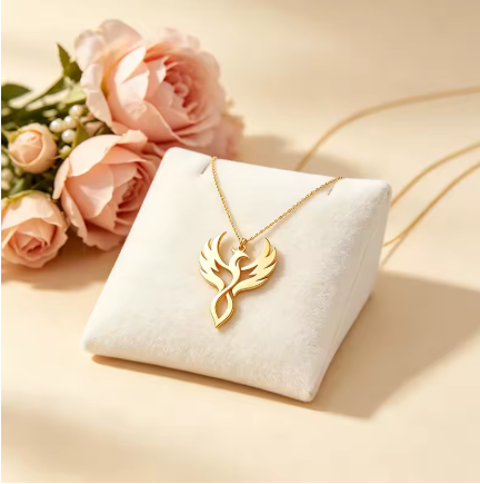 Colar de Aço Inoxidável com Pingente de Fênix