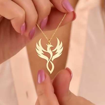 Colar de Aço Inoxidável com Pingente de Fênix