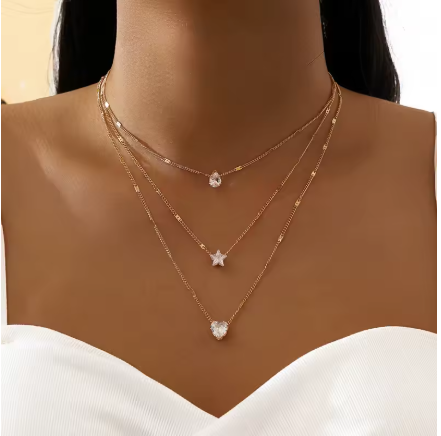 Ftcy conjunto de colar de coração de amor de cristal