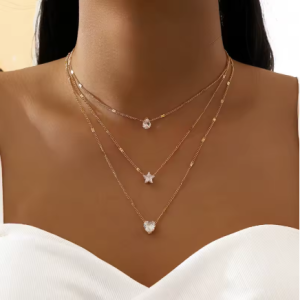 Colar de coração de amor de cristal